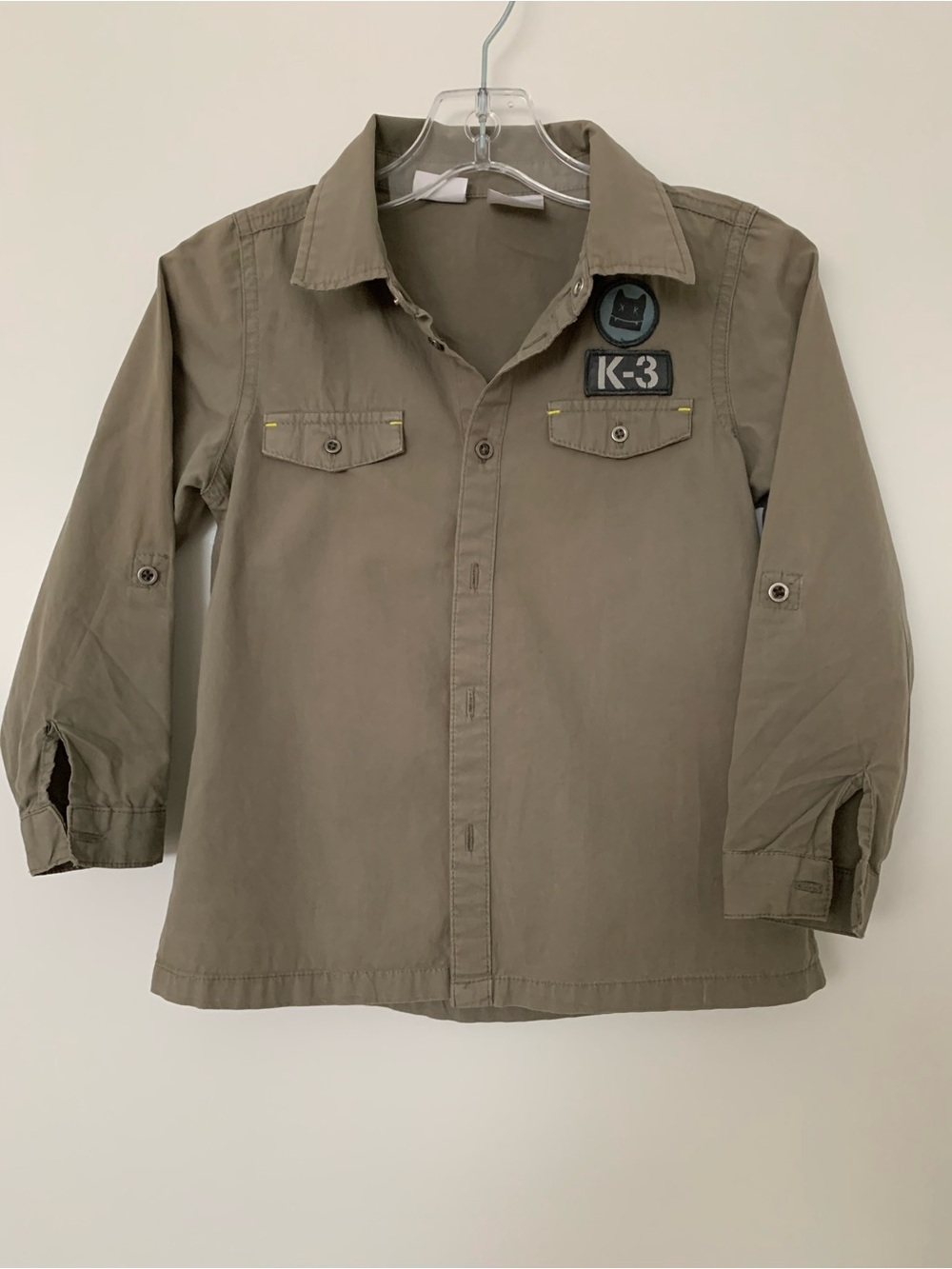 Kardashian Kids Olive Green Button-Down Shirt with Chest Patches